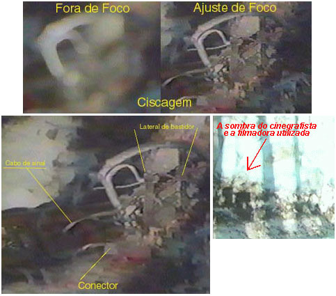 Diversas inconsistências no documentário: técnicas modernas, materiais terrestres e uma sombra entregando a câmera verdadeira (cortesia de Ricardo Varela). (Click para ampliar)
