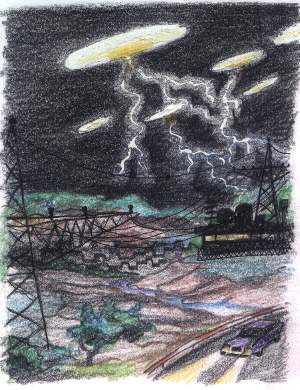 Vários relatos de avistamentos de UFOs sobre centrais elétricas levaram pesquisadores a relacionar a pane ao fenômeno (Click para ampliar)