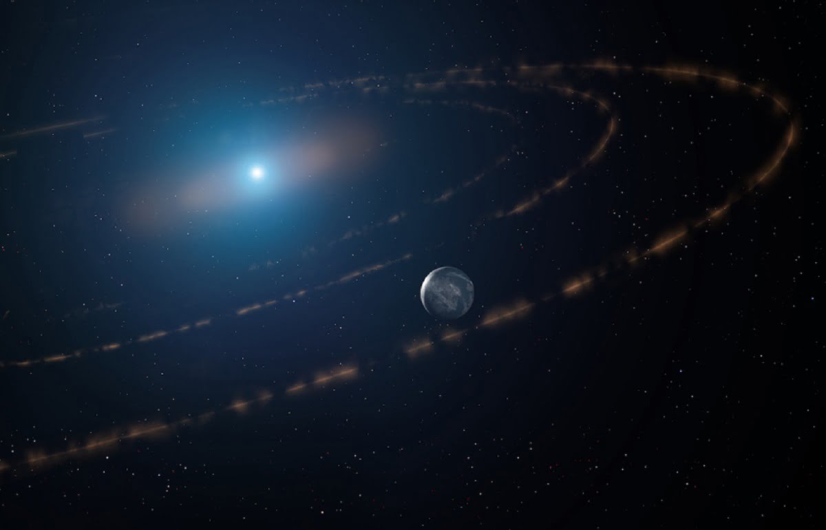 Representação artística da estrela anã branca WD1054-226, a 117 anos-luz, e seu planeta potencialmente habitável (Mark A. Garlick markgarlick.com - CC 4.0)