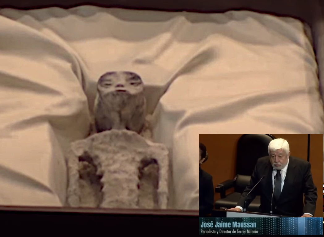 Múmias Não Humanas no Congresso do México? No destaque, Jaime Maussan (Reprodução: Youtube)